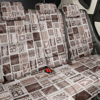 Vintage Aloha Block Quilt Back Car Seat Cover Beige Inspired Lei Motifs - Polynesian Pride