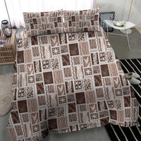 Vintage Aloha Block Quilt Bedding Set Beige Inspired Lei Motifs - Polynesian Pride