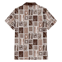 Vintage Aloha Block Quilt Family Matching Long Sleeve Bodycon Dress and Hawaiian Shirt Beige Inspired Lei Motifs - Polynesian Pride