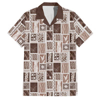 Vintage Aloha Block Quilt Family Matching Off Shoulder Maxi Dress and Hawaiian Shirt Beige Inspired Lei Motifs - Polynesian Pride