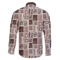 Vintage Aloha Block Quilt Family Matching Short Sleeve Bodycon Dress and Hawaiian Shirt Beige Inspired Lei Motifs - Polynesian Pride
