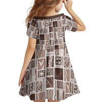 Vintage Aloha Block Quilt Family Matching Tank Maxi Dress and Hawaiian Shirt Beige Inspired Lei Motifs - Polynesian Pride