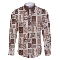 Vintage Aloha Block Quilt Family Matching Tank Maxi Dress and Hawaiian Shirt Beige Inspired Lei Motifs - Polynesian Pride