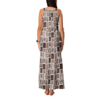 Vintage Aloha Block Quilt Family Matching Tank Maxi Dress and Hawaiian Shirt Beige Inspired Lei Motifs - Polynesian Pride