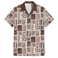 Vintage Aloha Block Quilt Hawaiian Shirt Beige Inspired Lei Motifs LT9 Beige - Polynesian Pride