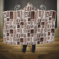 Vintage Aloha Block Quilt Hooded Blanket Beige Inspired Lei Motifs LT9 - Polynesian Pride