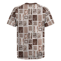 Vintage Aloha Block Quilt Rugby Jersey Beige Inspired Lei Motifs - Polynesian Pride