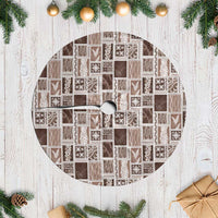 Vintage Aloha Block Quilt Tree Skirt Beige Inspired Lei Motifs - Polynesian Pride