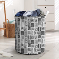 Vintage Aloha Block Quilt Laundry Basket Black Inspired Lei Motifs - Polynesian Pride