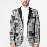 Vintage Aloha Block Quilt Blazer Black Inspired Lei Motifs - Polynesian Pride