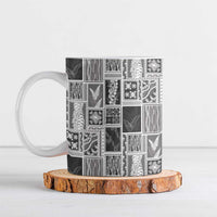 Vintage Aloha Block Quilt Ceramic Mug Black Inspired Lei Motifs - Polynesian Pride