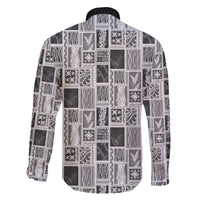 Vintage Aloha Block Quilt Family Matching Long Sleeve Bodycon Dress and Hawaiian Shirt Black Inspired Lei Motifs - Polynesian Pride