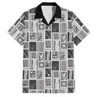 Vintage Aloha Block Quilt Family Matching Off The Shoulder Long Sleeve Dress and Hawaiian Shirt Black Inspired Lei Motifs - Polynesian Pride