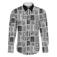 Vintage Aloha Block Quilt Family Matching Puletasi and Hawaiian Shirt Black Inspired Lei Motifs - Polynesian Pride