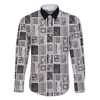 Vintage Aloha Block Quilt Family Matching Short Sleeve Bodycon Dress and Hawaiian Shirt Black Inspired Lei Motifs - Polynesian Pride