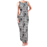Vintage Aloha Block Quilt Family Matching Tank Maxi Dress and Hawaiian Shirt Black Inspired Lei Motifs - Polynesian Pride