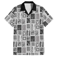 Vintage Aloha Block Quilt Hawaiian Shirt Black Inspired Lei Motifs LT9 Black - Polynesian Pride