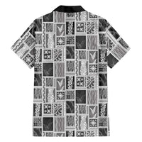 Vintage Aloha Block Quilt Hawaiian Shirt Black Inspired Lei Motifs LT9 - Polynesian Pride