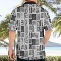 Vintage Aloha Block Quilt Hawaiian Shirt Black Inspired Lei Motifs LT9 - Polynesian Pride
