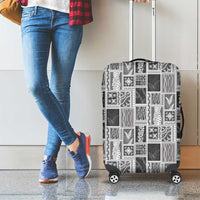 Vintage Aloha Block Quilt Luggage Cover Black Inspired Lei Motifs - Polynesian Pride