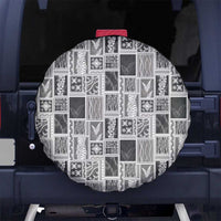 Vintage Aloha Block Quilt Spare Tire Cover Black Inspired Lei Motifs - Polynesian Pride