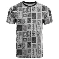 Vintage Aloha Block Quilt T Shirt Black Inspired Lei Motifs - Polynesian Pride