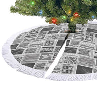 Vintage Aloha Block Quilt Tree Skirt Black Inspired Lei Motifs - Polynesian Pride