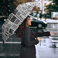 Vintage Aloha Block Quilt Umbrella Black Inspired Lei Motifs - Polynesian Pride