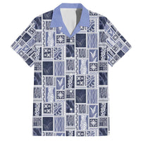 Vintage Aloha Block Quilt Family Matching Tank Maxi Dress and Hawaiian Shirt Blue Inspired Lei Motifs - Polynesian Pride