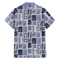 Vintage Aloha Block Quilt Family Matching Tank Maxi Dress and Hawaiian Shirt Blue Inspired Lei Motifs - Polynesian Pride