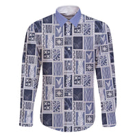 Vintage Aloha Block Quilt Family Matching Tank Maxi Dress and Hawaiian Shirt Blue Inspired Lei Motifs - Polynesian Pride