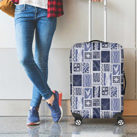 Vintage Aloha Block Quilt Luggage Cover Blue Inspired Lei Motifs - Polynesian Pride