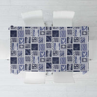 Vintage Aloha Block Quilt Tablecloth Blue Inspired Lei Motifs - Polynesian Pride