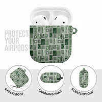 Vintage Aloha Block Quilt AirPods Case Green Inspired Lei Motifs - Polynesian Pride