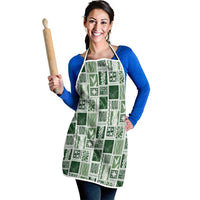 Vintage Aloha Block Quilt Apron Green Inspired Lei Motifs - Polynesian Pride