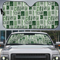 Vintage Aloha Block Quilt Auto Sun Shade Green Inspired Lei Motifs - Polynesian Pride
