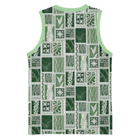 Vintage Aloha Block Quilt Basketball Jersey Green Inspired Lei Motifs - Polynesian Pride