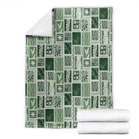 Vintage Aloha Block Quilt Blanket Green Inspired Lei Motifs - Polynesian Pride