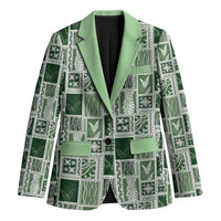 Vintage Aloha Block Quilt Blazer Green Inspired Lei Motifs - Polynesian Pride