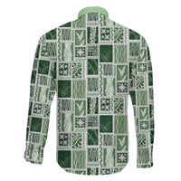 Vintage Aloha Block Quilt Family Matching Mermaid Dress and Hawaiian Shirt Green Inspired Lei Motifs - Polynesian Pride