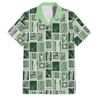 Vintage Aloha Block Quilt Family Matching Tank Maxi Dress and Hawaiian Shirt Green Inspired Lei Motifs - Polynesian Pride