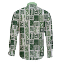 Vintage Aloha Block Quilt Family Matching Tank Maxi Dress and Hawaiian Shirt Green Inspired Lei Motifs - Polynesian Pride