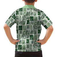 Vintage Aloha Block Quilt Hawaiian Shirt Green Inspired Lei Motifs LT9 - Polynesian Pride