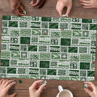 Vintage Aloha Block Quilt Puzzle Green Inspired Lei Motifs - Polynesian Pride