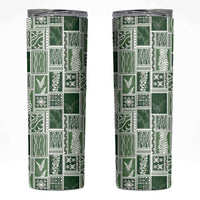 Vintage Aloha Block Quilt Skinny Tumbler Green Inspired Lei Motifs - Polynesian Pride