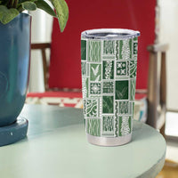 Vintage Aloha Block Quilt Tumbler Cup Green Inspired Lei Motifs - Polynesian Pride