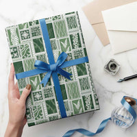 Vintage Aloha Block Quilt Wrapping Paper Green Inspired Lei Motifs - Polynesian Pride