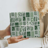 Vintage Aloha Block Quilt Wrapping Paper Green Inspired Lei Motifs - Polynesian Pride