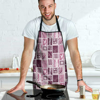 Vintage Aloha Block Quilt Apron Pink Inspired Lei Motifs - Polynesian Pride