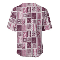 Vintage Aloha Block Quilt Baseball Jersey Pink Inspired Lei Motifs - Polynesian Pride
